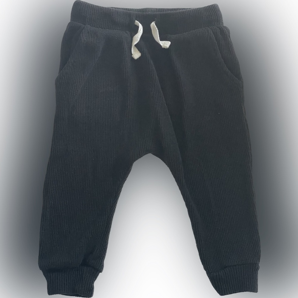 Nordstrom 18 Month Black Waffle Drawstring Joggers